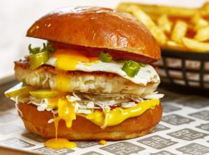 Dip & Flip Burger with runny egg